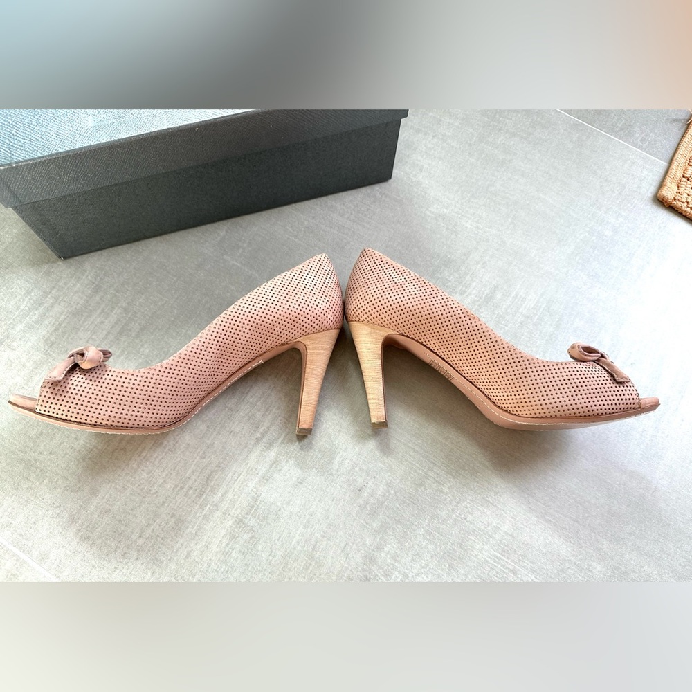 Prada Peep Toe Suede Heels - Picture 6 of 8